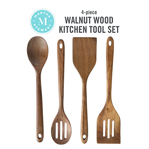 Martha Stewart Bainford 4-Piece Wooden Kitchen Tool Set - Walnut - CookCave