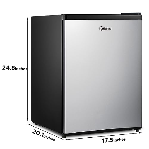 Midea WHS-87LSS1 Refrigerator, 2.4 Cubic Feet, Stainless Steel - CookCave