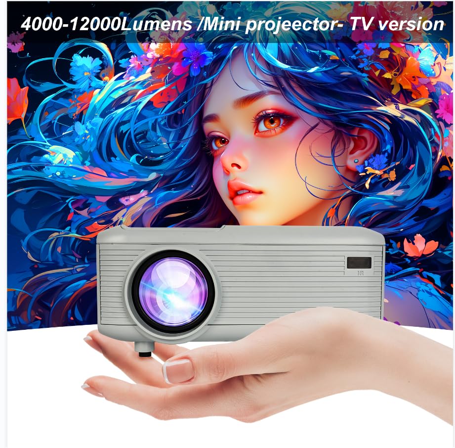 Mini bluetooth Projector(Phone HDMI Cable Included)Support 4K Native 1080P Portable Movie Projectors,outdoor small Projector,room wall Projector Compatible with Android/iOS/Windows/TV Stick/HDMI/USB - CookCave