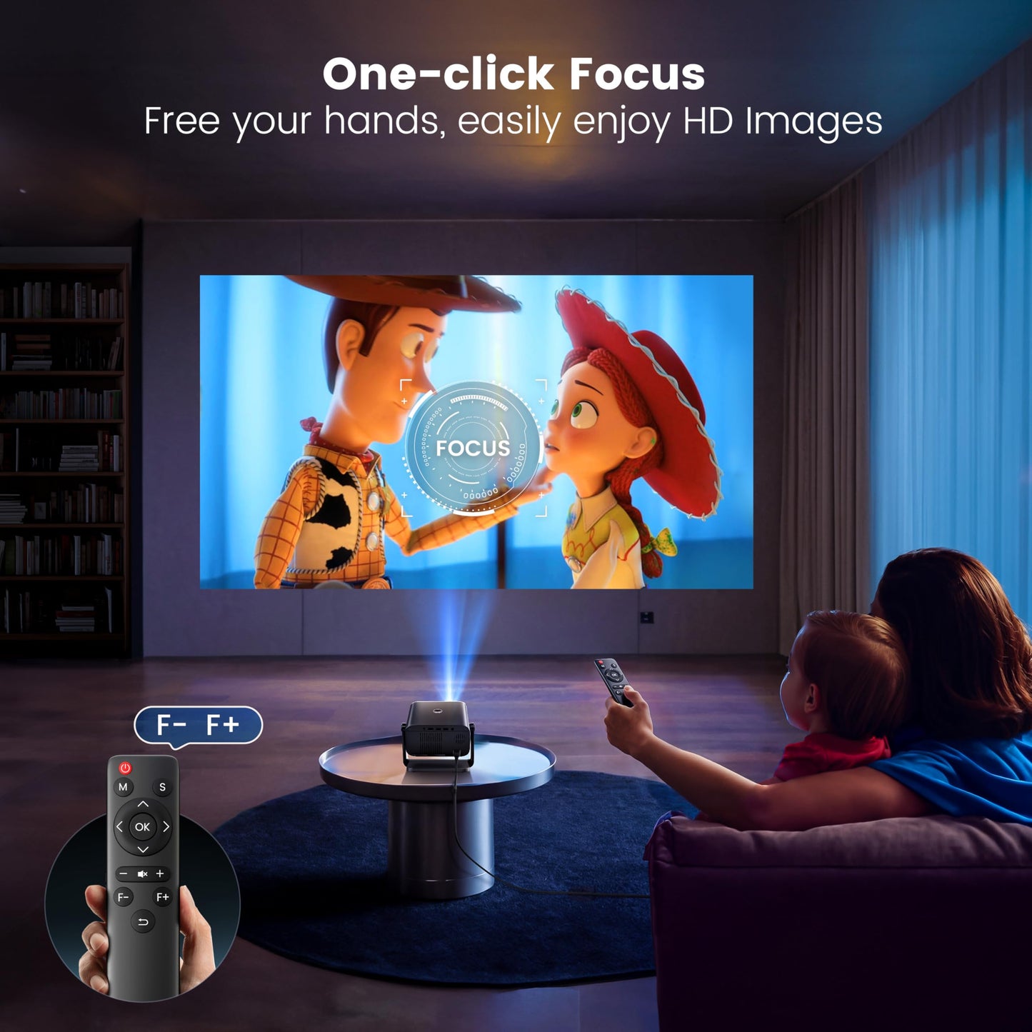 Mini Projector, Projector with WiFi and Bluetooth,PUTRIMS 1080P Support Portable Projector 145° Rotatable Electric Focus & Auto Keystone outdoor projector Compatible with HDMI/USB/Smartphone/PC/Laptop - CookCave