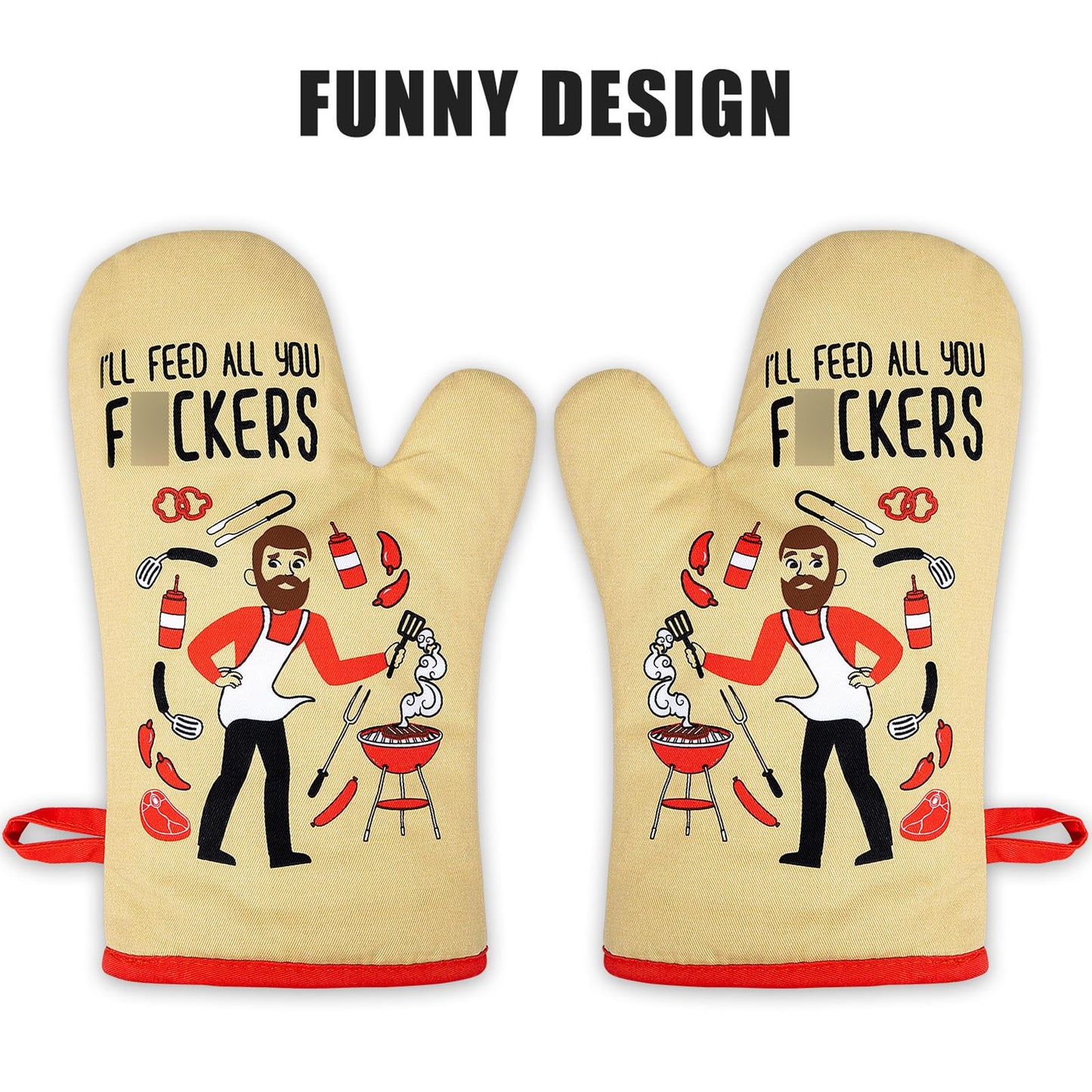 Miracu Funny Oven Mitts, Presents for Chefs, Funny Cooking Gadgets, BBQ Oven Mitt, Unique Gifts for Cooks Dad Brother Him, Manly Fathers Day, Housewarming Grilling Kitchen Chef Gifts for Men Who Cook - CookCave