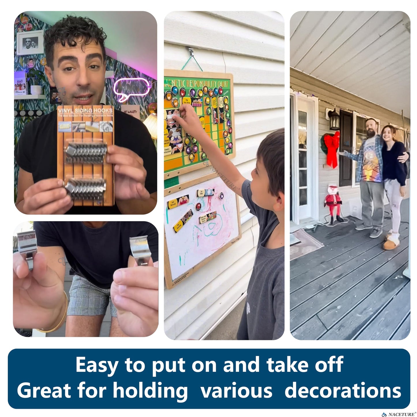 NACETURE Vinyl Siding Hooks Hanger (10 Pack) | No Drill Vinyl Hooks for Hanging Outdoor Decor, Sliver - CookCave