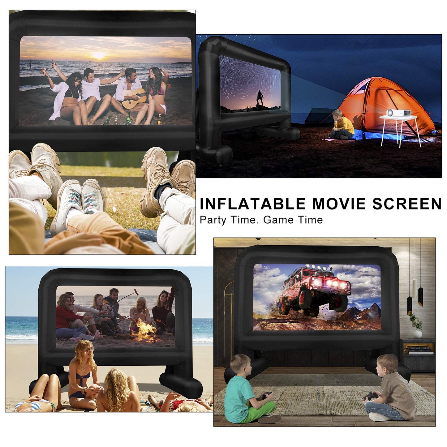 OUTTOY Inflatable/Blow Up Projection Screen with Quiet Fan and Storage Bag, Easy Set up, Mega for Outdoor, Backyard Movie Night, Theme Parties, Celebrations-16FT - CookCave