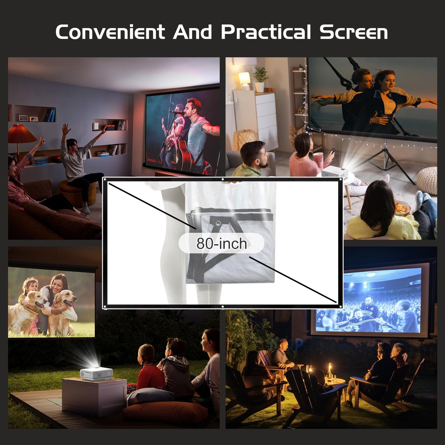 PANSEBA Projector with Two-way Bluetooth, Mini Projector with Projector Screen, Full HD 1080P Portable Video Projector, Home Movie Projector Compatible with HDMI/USB/Smartphone - CookCave