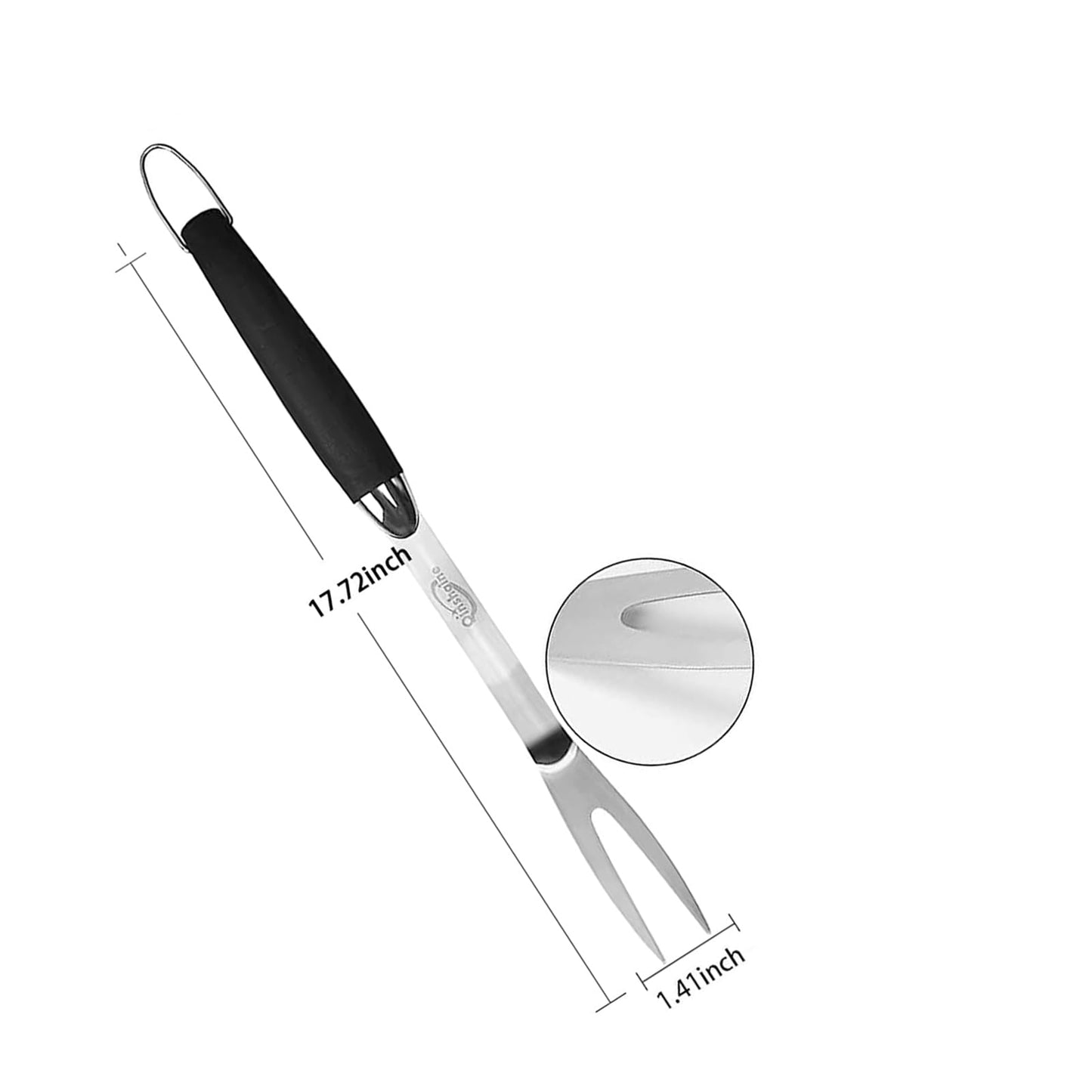 Qinshaine Barbecue Tool Fork, Stainless Steel Fork With Soft Plastic Handle for Cooking, Barbecue Meat Fork and Camp Cooking Tool. - CookCave