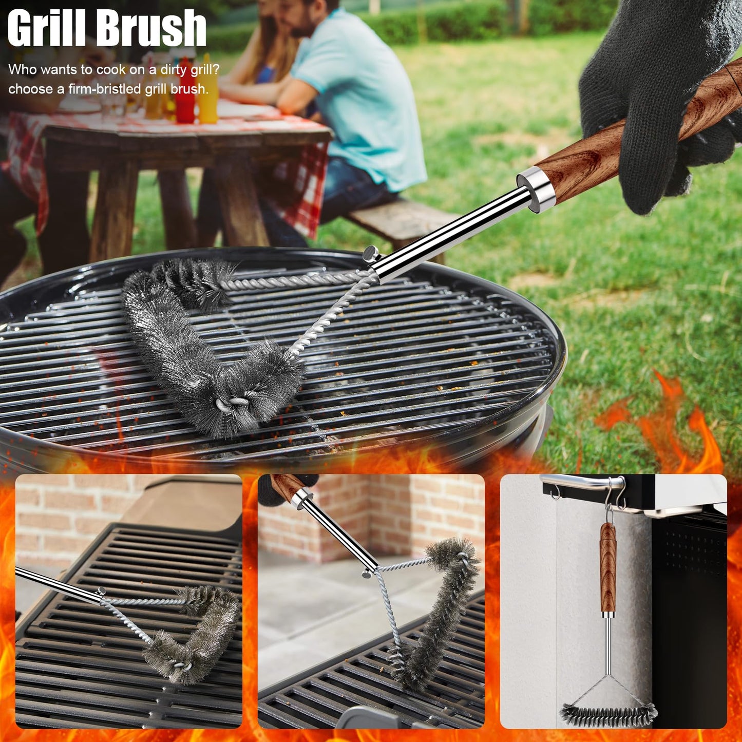 RINPIR 31pcs BBQ Grill Accessories Set for Men Dad, Heavy Duty Grilling Tools Gifts for Fathers Day, Stainless Steel BBQ Utensils Kit with Mats, Grill Brush in Carrying Bag Brown - CookCave