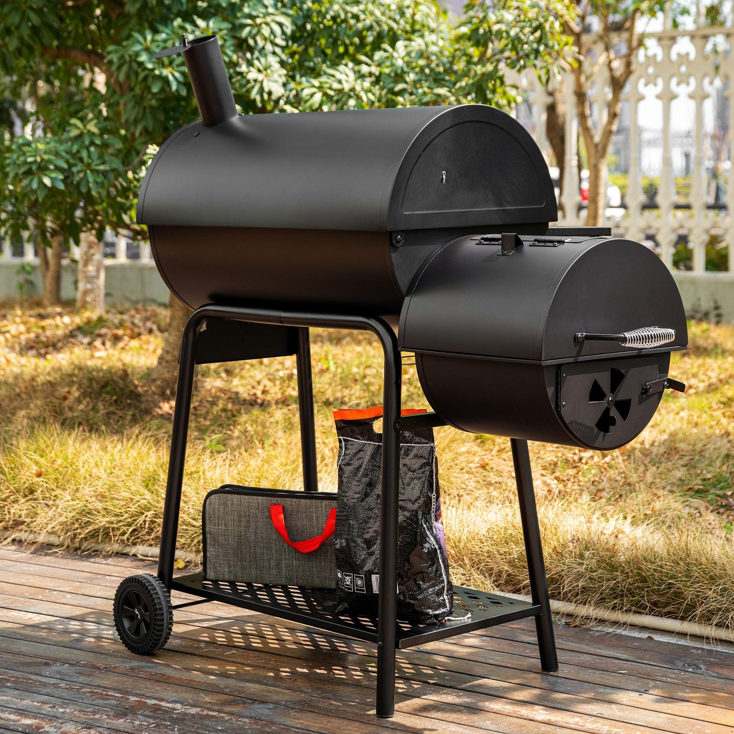 Royal Gourmet CC1830FC Charcoal Grill Offset Smoker (Grill + Cover), Black - CookCave