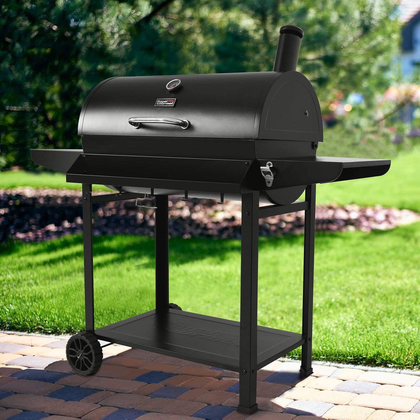 Royal Gourmet CC1830T 30-Inch Barrel Charcoal Grill with Warming Rack & Front Storage Basket, Outdoor BBQ Grill with 627 sq. in. Grilling Area for Backyard Barbecue Cooking Party, Black - CookCave