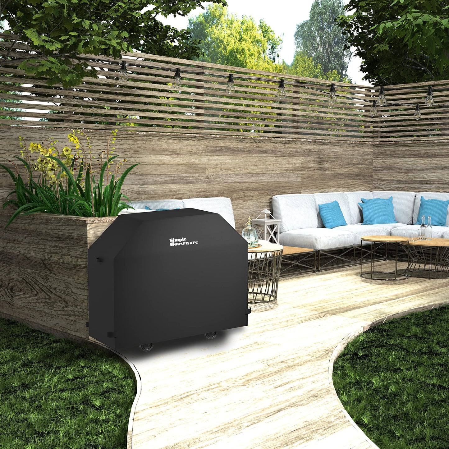 Simple Houseware 58 in. Waterproof Heavy Duty Gas BBQ Grill Cover, Weather-Resistant Polyester - CookCave