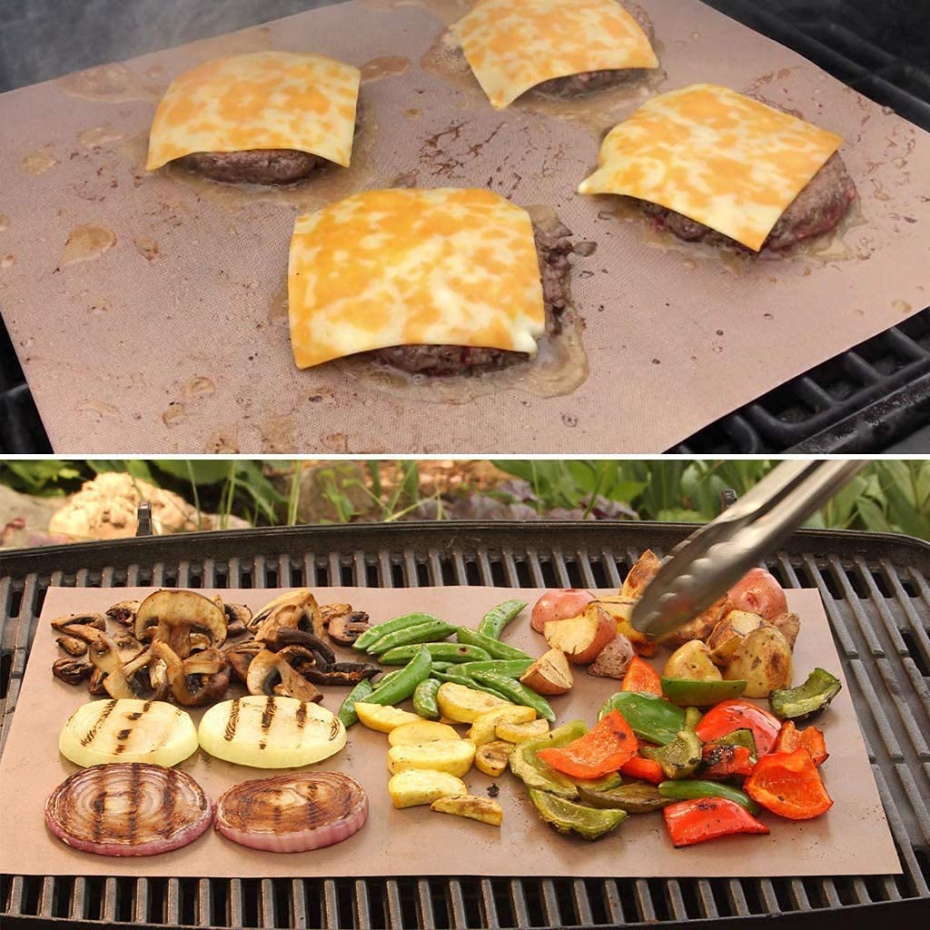 SKYBD Copper Grill Mats for Outdoor Grill(Set of 6), Nonstick & Easy to Clean BBQ Grilling Sheets, Reusable & Heavy Duty Mats Works on Outdoor Gas, Electric, Charcoal Grill - CookCave