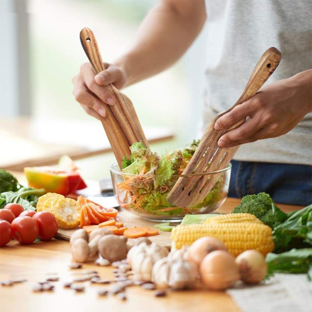 Spurtle Set, Natural Acacia Wooden Kitchen Utensils Set of 4, Wooden Spoons Utensils for Cooking, stirring, Mixing, Serving, spurtles kitchen tools as seen on tv for NonSick Cookware - CookCave