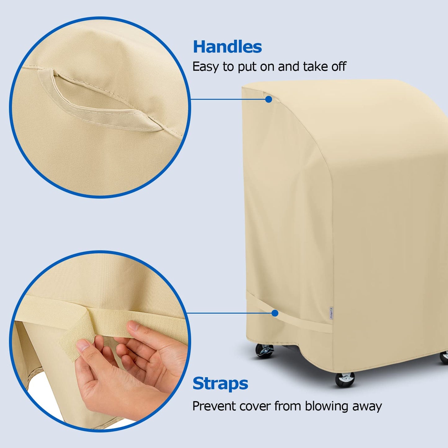 SunPatio 2 Burner Grill Cover 32 Inch, Outdoor Heavy Duty Waterproof Small Gas BBQ Cover, UV & Fade Resistant, Compatible for Weber CharBroil Nexgrill and More Grills with Collapsed Side Tables, Beige - CookCave