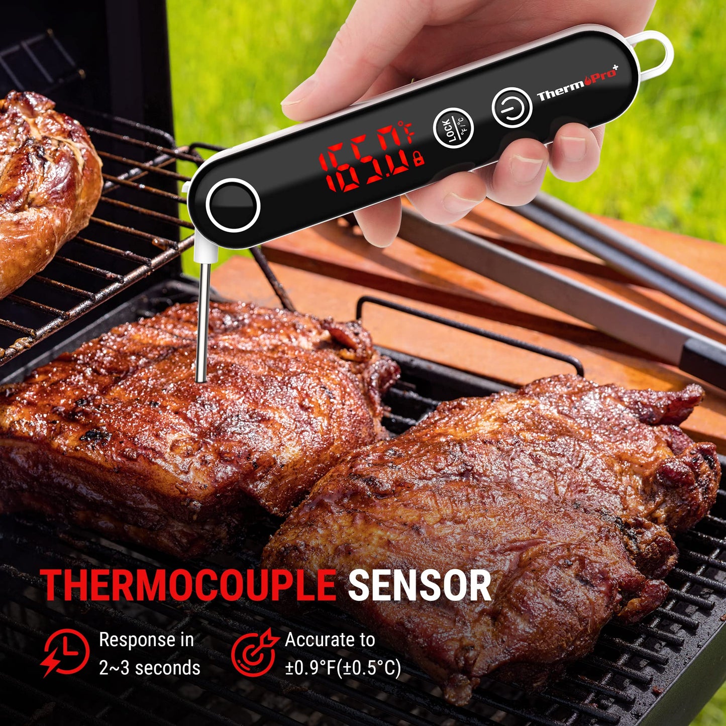 ThermoPro TP18 Instant Read Meat Thermometer Digital with Thermocouple Sensor, Cooking Food Thermometer for Grill, Smoker, BBQ, Oil Deep Frying, Candy, Kitchen Thermometer - CookCave