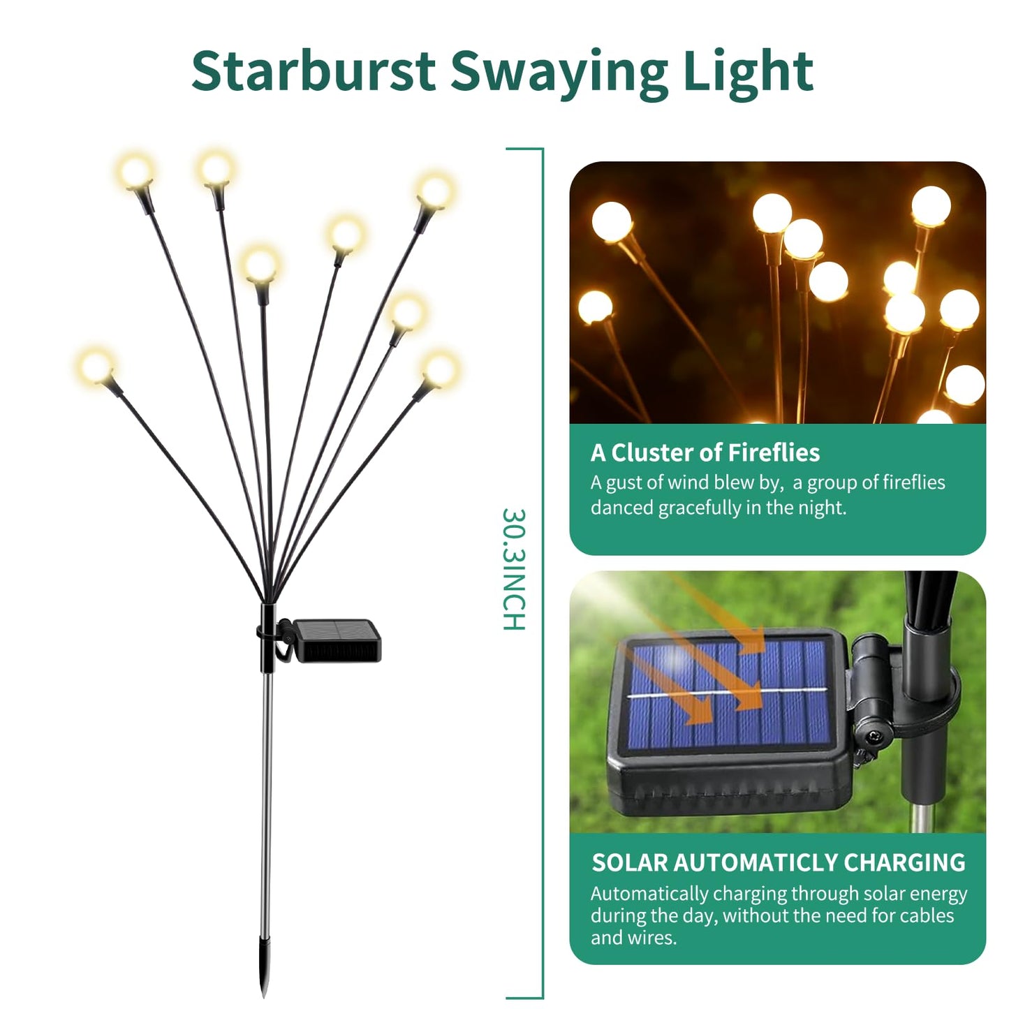 VIGNUTO Solar Lights Outdoor Waterproof, 4 Packs 32LED, Solar Garden Lights, Patio Lights, Garden Decor, Patio Decor, Firefly Lights Solar Outdoor, Unique Gifts for Women, Gifts for Grandma - CookCave