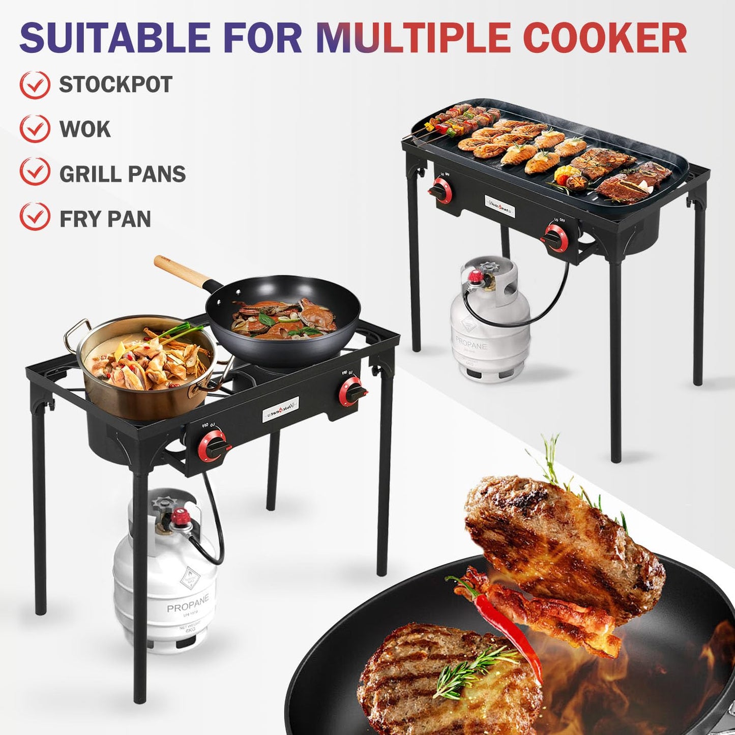 Vivicreate Propane Gas 20 PSIG high pressure regulator outdoor camping camp garden BBQ grill stove burner estufas de gas para cocinar afuera - CookCave