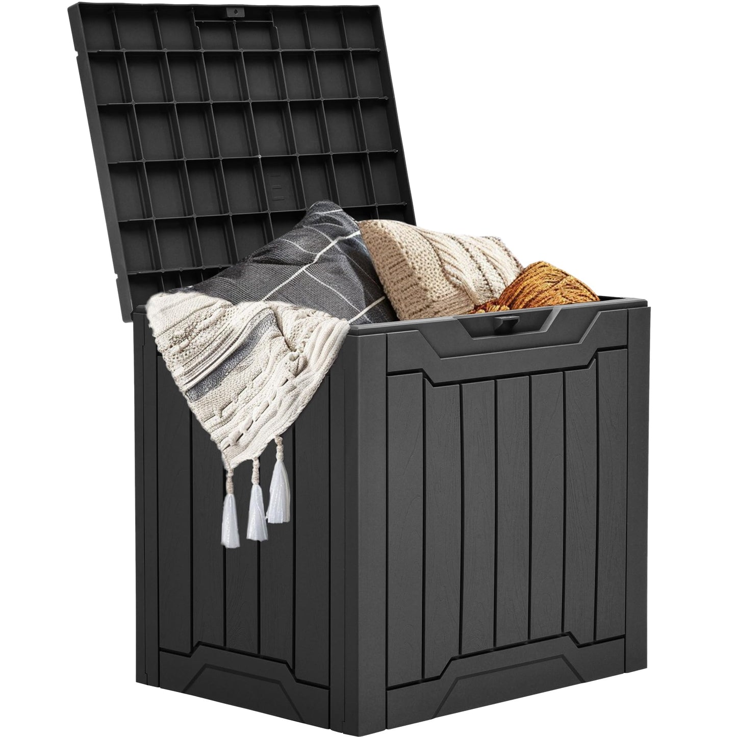 YITAHOME 31 Gallon Outdoor Storage Box, Resin Deck Box and Waterproof Package Delivery Box for Gardening Tools, Pool Supplies, Patio Furniture, Lockable, Black - CookCave