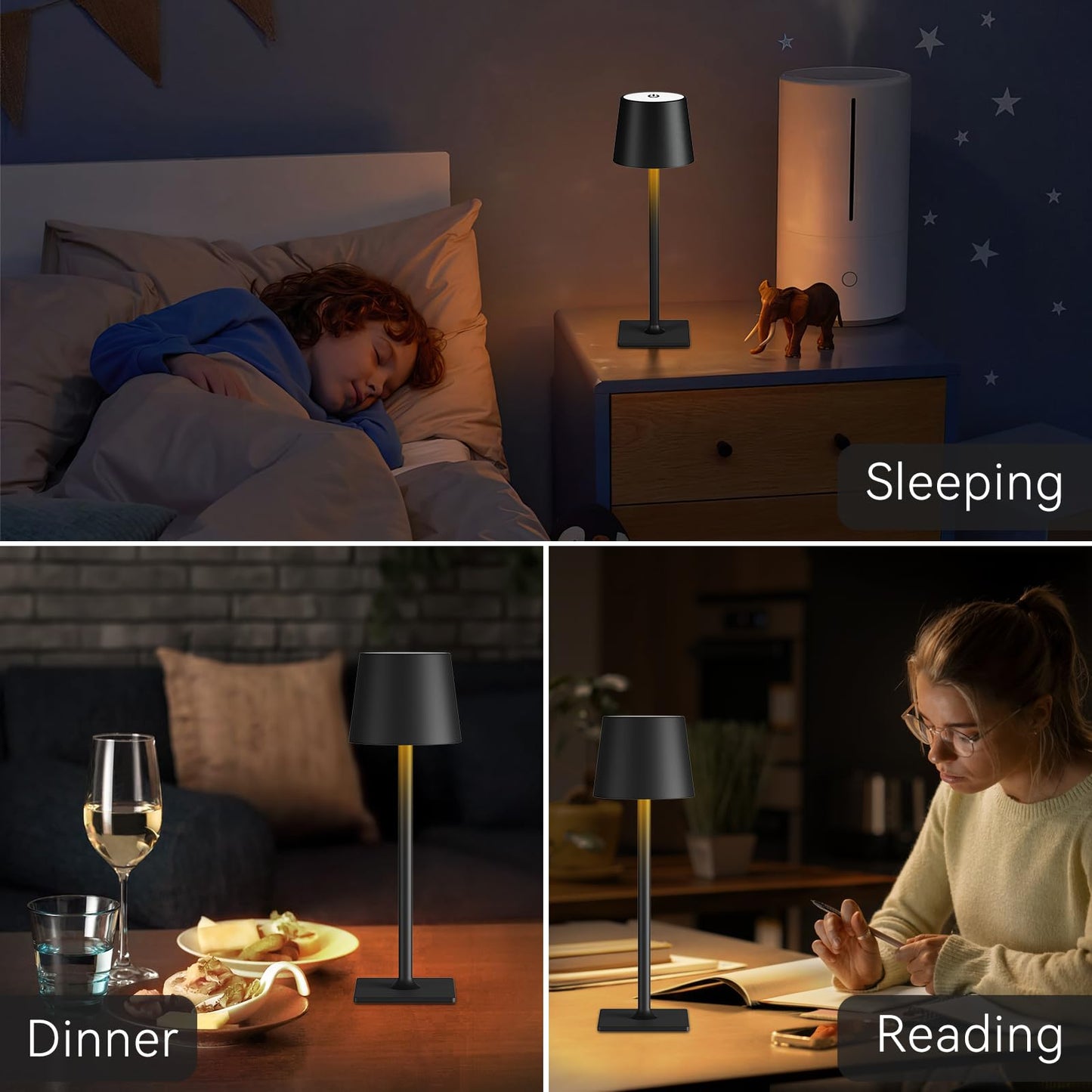 Yogaret 2 Pack Rechargeable Table Lamps,Cordless Lamp with 6000mAh Battery Operated, Portable Indoor/Outdoor Table Lamp for Patio Restaurant Home Dinner Dining Kitchen,Waterproof & Wireless - CookCave