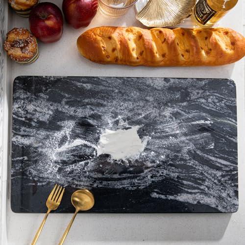Adolif Natural Black Marble Pastry and Cutting Board, 12x20x0.7 Inch, Heavy for Dough Chocolate, Pack of 1 - CookCave