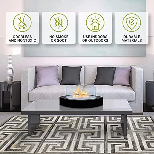 Anywhere Fireplace Lexington Tabletop Fireplace, Portable Ventless Liquid Bio-Ethanol Fireplace, Modern Elegant Tabletop Smokeless Fire Feature for Indoor or Outdoor Use (Black) - CookCave