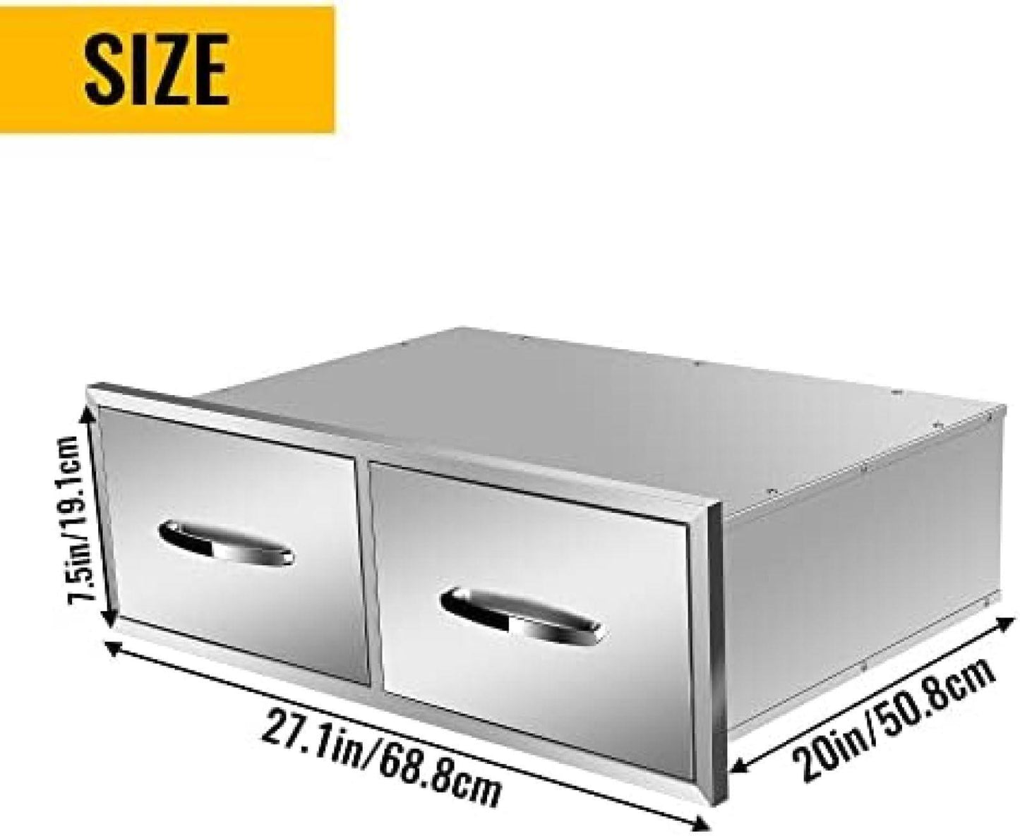 BBQ Outdoor Kitchen Drawers Stainless Steel 3-Drawer BBQ Drawer Enclosed Built-in Drawer Flush Mount for Outdoor Kitchens & BBQ Islands,30Wx20Dx10H - CookCave