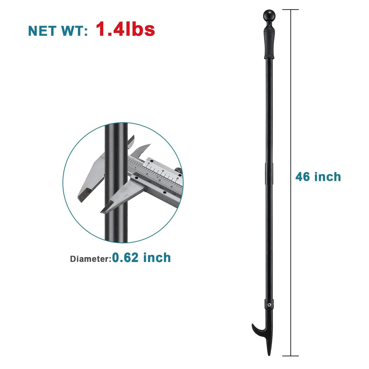 BeBecome Fire Poker for Fire Pit, 46 Inch Extra Long Portable Campfire Poker for Fireplace, Camping, Wood Stove, Outdoor and Indoor Use, Rust Resistant Stainless Steel Black Finish (1 Pac) - CookCave