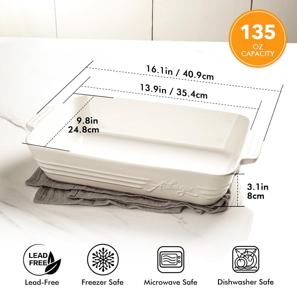 Casserole Dish Ceramic Baking Dish Casserole Dishes for Oven 9x13 Baking Dish with Handles Deep and Large Capacity Baking Dish for Casseroles Lasagnas Roasted Vegetables Great Kitchen Gifts, White - CookCave