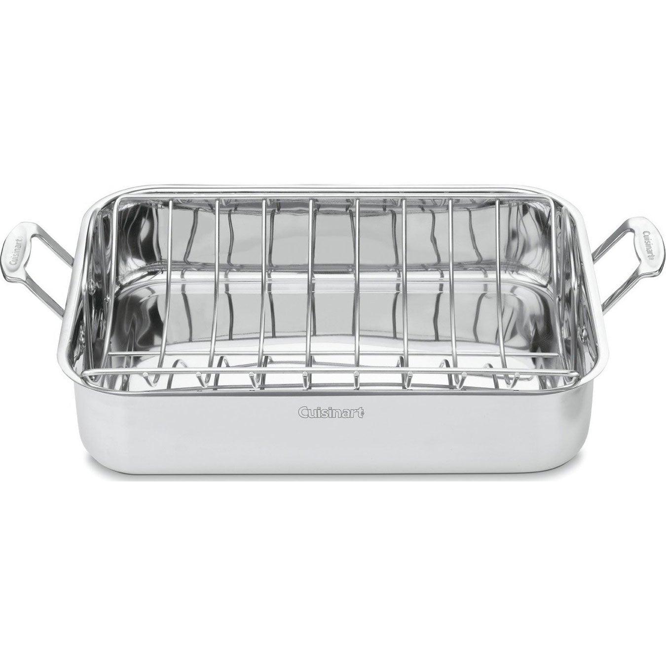 Cuisinart 16-Inch Roaster, Chef's Classic Rectangular Roaster with Rack, Stainless Steel, 7117-16URP1 - CookCave