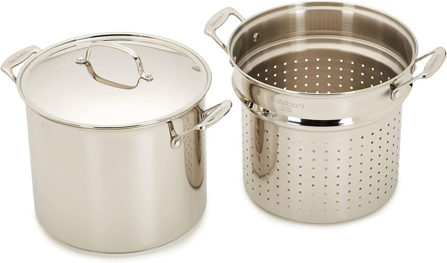 Cuisinart 4-Piece Cookware Set, 12 Quarts, Chef's Classic Stainless Steel Pasta/Steamer, 77-412P1 - CookCave