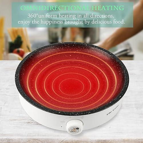 Electric BBQ Grill,Smokeless Indoor Coated Griddle Pan,10 Inch Round Nonstick Plate Portable, Medical Stone Coating Easy Cleaning,Grilling Surface Perfect for Cooking BBQ and Party Barbecue - CookCave