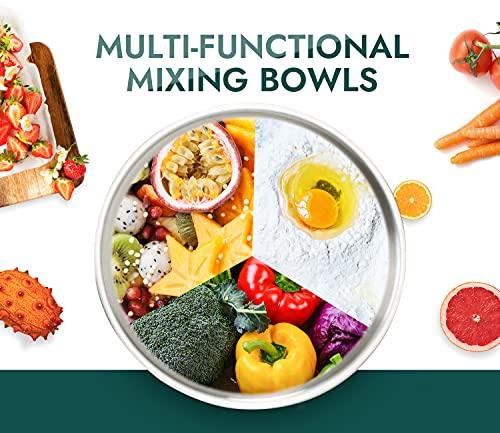 Enther Mixing Bowls - Set of 3 Stainless Steel Mixing Bowls with 304 Stainless Steel - Heavy Duty, Easy To Clean, Nesting Bowls Space Saving Storage, Great for Cooking, Baking, Salad,Silver - CookCave