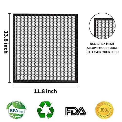 Grill Mesh Mat Set of 3 - Heavy Duty BBQ Non-stick Cooking Sheet Liners Reusable Teflon Barbecue Grilling Net for Outdoor Smoker, Pellet, Gas, Charcoal Grills - 11.8x13.8 - CookCave