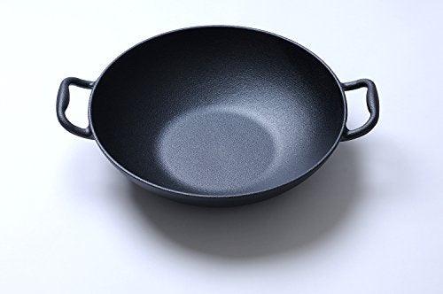 Home VSS Cast Iron, Pre-Seasoned Wok 12.5" With Wood Spatula and Wood Lid - CookCave