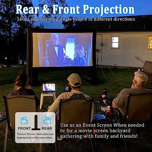 Inflatable Movie Screen, 15FT Blow up Movie Screen Outdoor Support Front & Rear Projector Screen Outside for Backyard Outdoor Movie Night Barbecue Pool Party Super Bowl Party with Blower and Carry Bag - CookCave