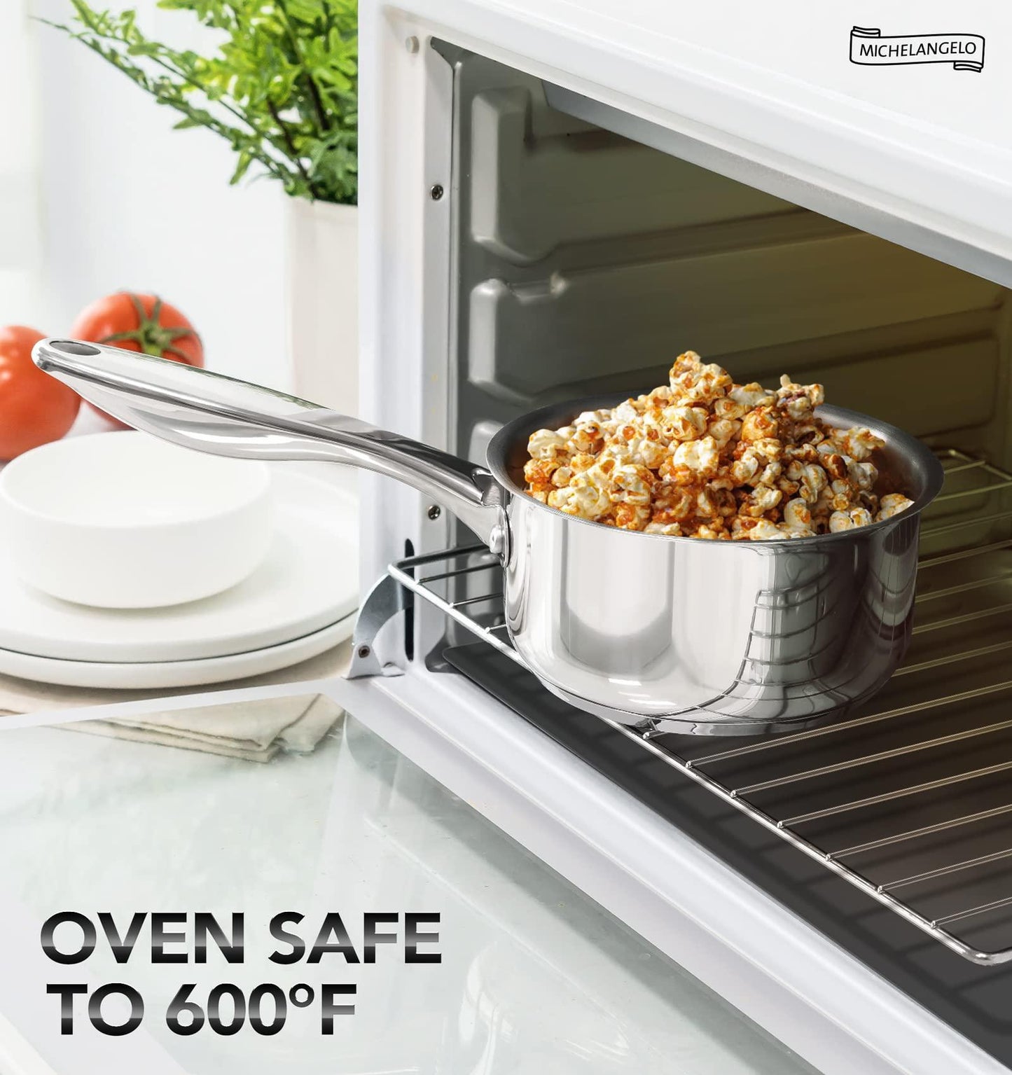 MICHELANGELO 2 Piece Stainless Steel Saucepan Set - 1Qt & 2Qt, Premium German Technology Sauce Pans, Induction Compatible 18/10 Stainless Steel - CookCave