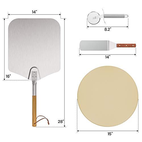 Onlyfire Round Pizza Stone Set for Oven and Grill, Pizza Grilling Tool Kit Including Baking Stone, Pizza Peel, Pizza Shovel and Cutter, Ideal for Baking Crisp Crust Pizza, Bread and More - CookCave