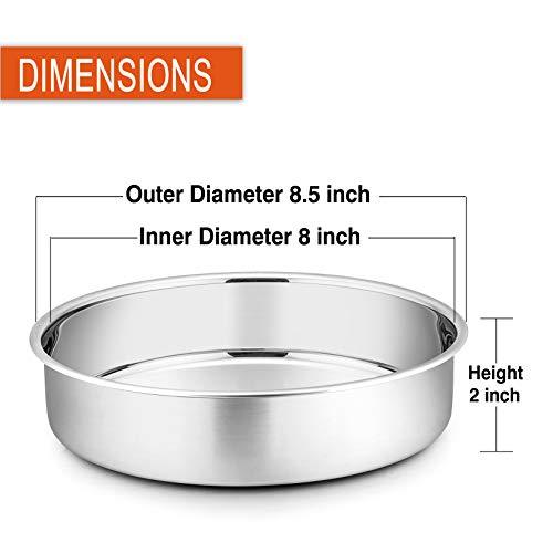 P&P CHEF 8 Inch Cake Pan Set, 3 Pcs Round Baking Pans Stainless Steel Layer Birthday Wedding Cake Pans, Fit Oven/Pots/Pressure Cooker, Non Toxic & Heavy Duty, Dishwasher Safe - CookCave