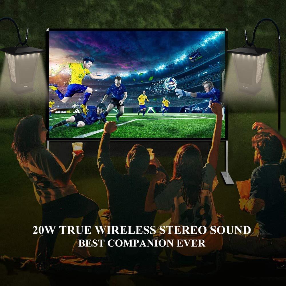 pohopa Bluetooth Speakers Waterproof, 2 Packs True Wireless Stereo Sound 20W Speakers Dual Pairing Lantern Indoor Outdoor Speakers with 20 Piece LED Lights, Rich Bass, Pinao Black - CookCave