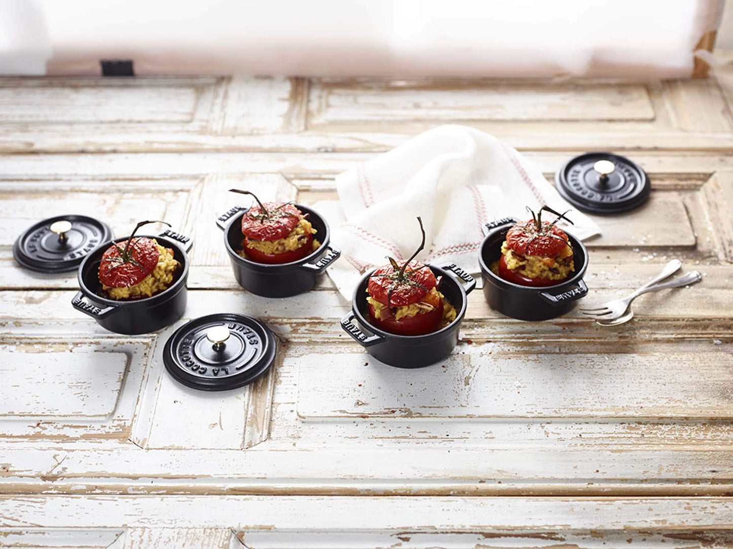 Staub Cast Iron 0.25-qt Mini Round Cocotte - Matte Black, Made in France - CookCave