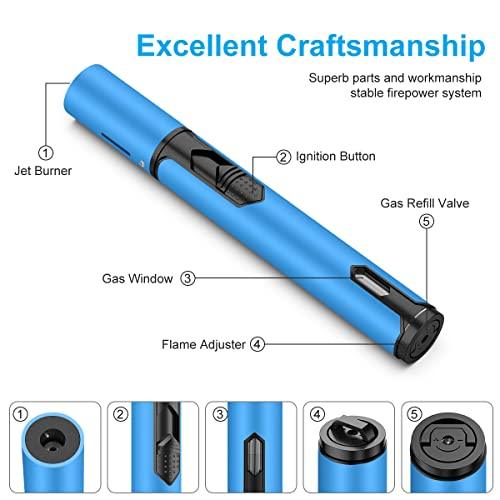 Torch Lighters 2 Pack Windproof Adjustable Jet Flame Butane Lighter, Refillable Gas Torch Lighter for Candles Grill BBQ Fireplaces Camping (Butane Not Included) - CookCave