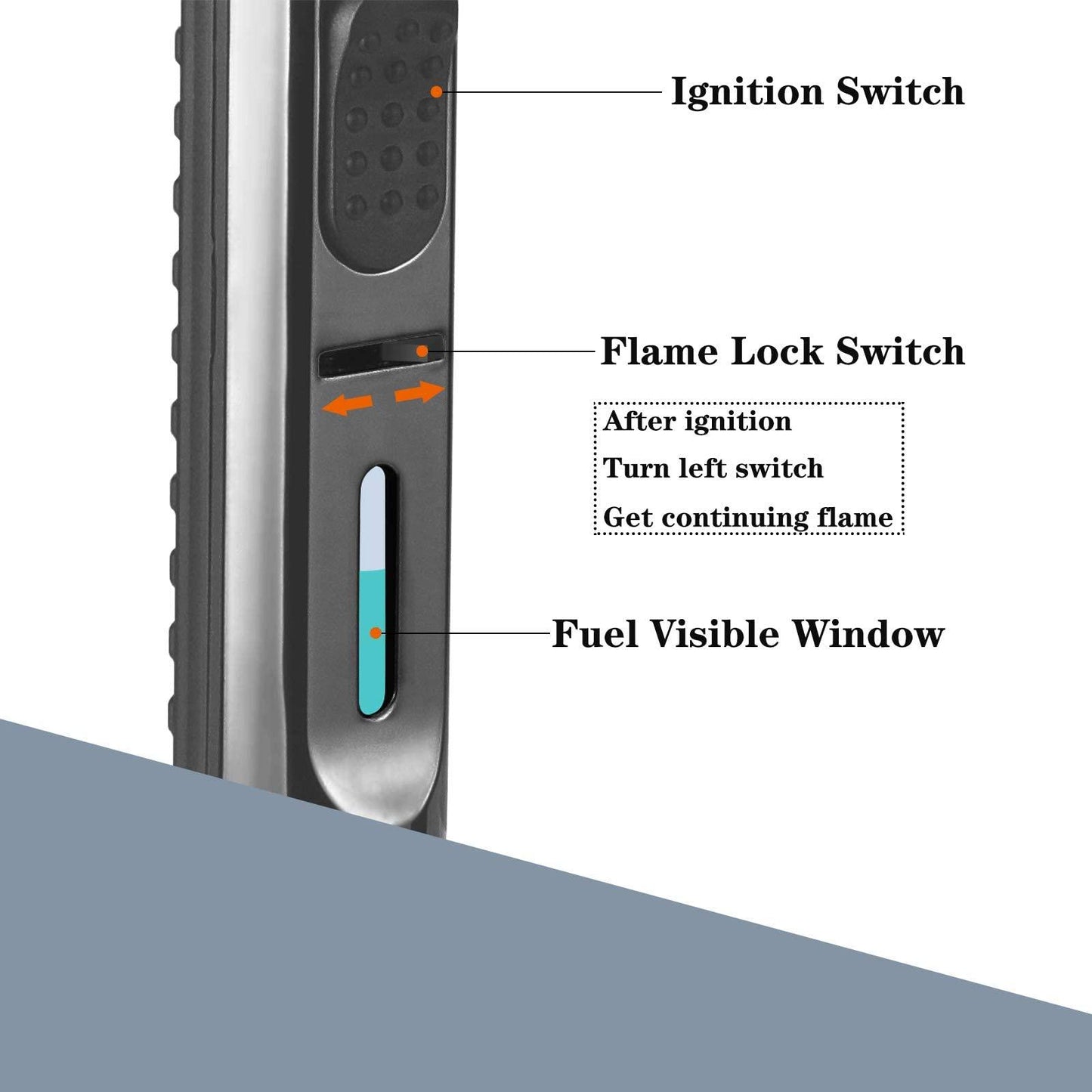 Yeuligo Torch Lighters, 7.6in Long Butane Lighter with Visible Window, Adjustable and Refillable Lighter for Kitchen Fireplace Camping Candle Grill BBQ Fireworks.Gas Not Included(Black) - CookCave