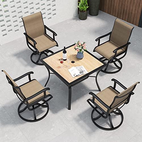 YITAHOME Patio Dining Set, 5-Piece Outdoor Patio Dining Set Including 37" Square Patio Dining Table and 4 Swivel Dining Chairs, Outdoor Dining Set Ideal for Patio Lawn Garden Porch - CookCave