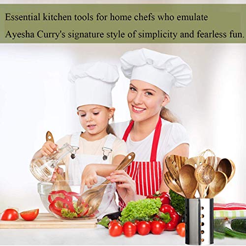 10 Pack Wooden Spoons for Cooking, Teak Wood Kitchen Utensils Set for Non Stick Use, Spatula Set for Stirring, Baking, Non Stick Wooden Utensils for Kitchen - CookCave