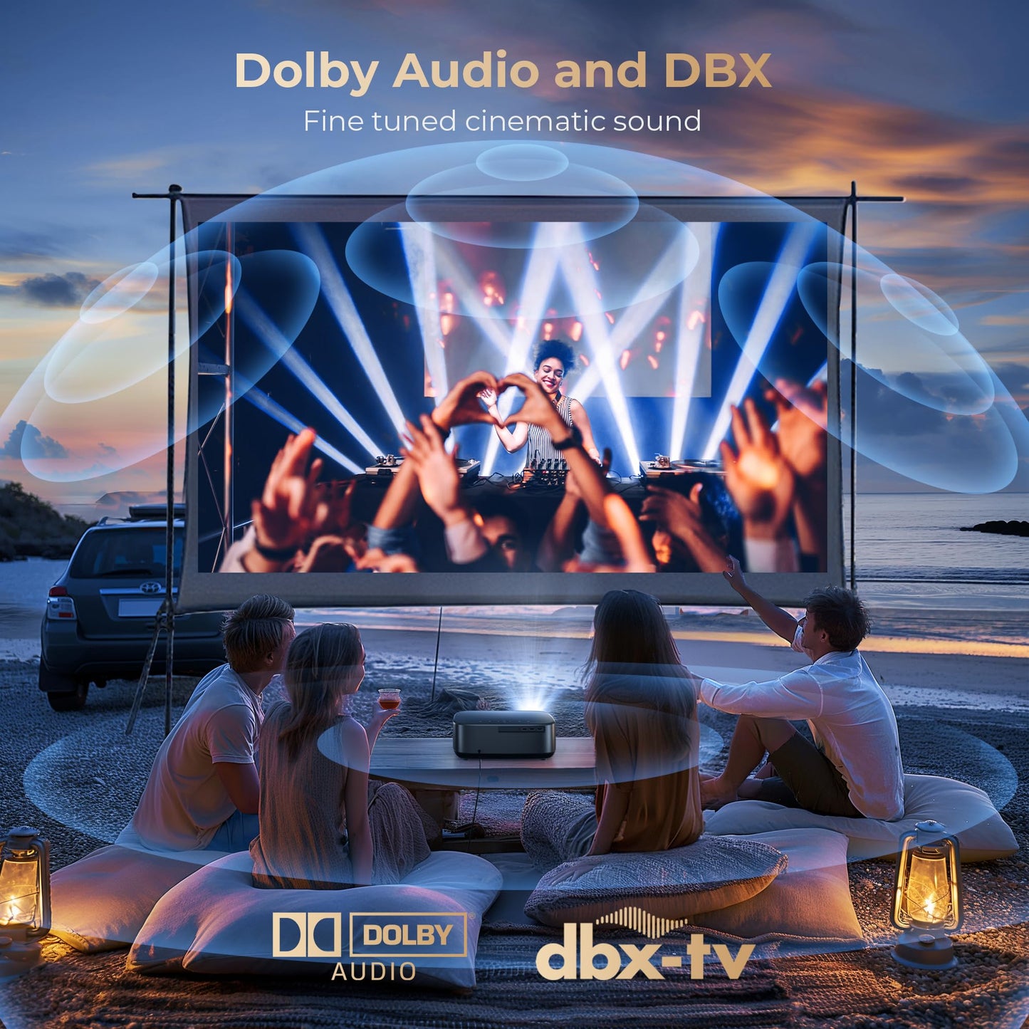 [1000 ANSI & Audio by DBX-TV] Alvar 4K Projector with WiFi 6 and Bluetooth, 30W Speakers, Netflix Certified & DoIby Audio Outdoor Proyector, Auto Focus Native 1080P Smart Projector, Black - CookCave