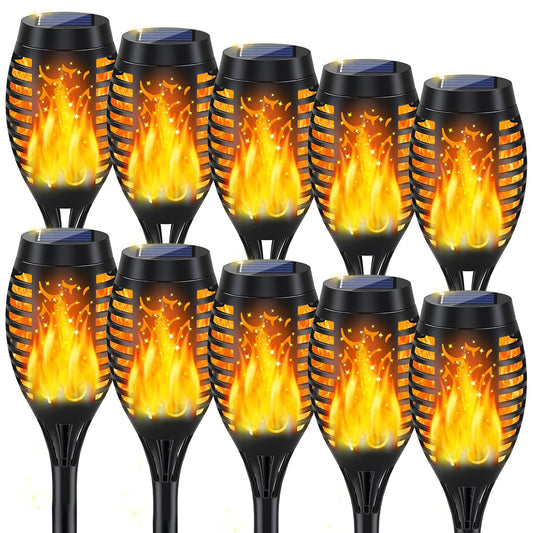 10Pack Solar Lights Outdoor, Solar Torch Lights Outdoor Flickering Flame for Outdoor Decorations, Waterproof Garden Light Solar Powered , Torches Flame Light for Outside Yard Patio Lawn Garden Decor - CookCave