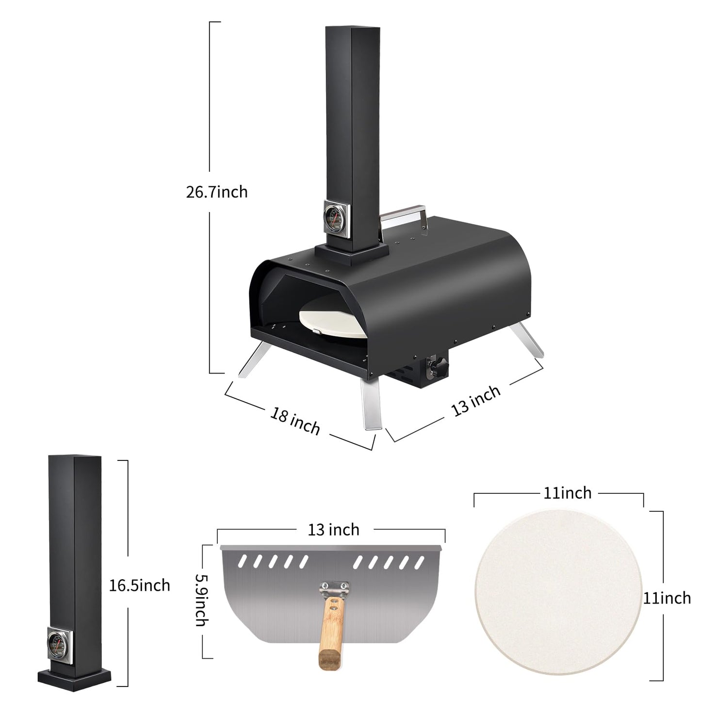 1112 Temp Pizza Oven Rotating Pizza Stone 360 ℃ Outdoor Pizza Oven Wood Pizza Oven Outdoor Ovens For The Backyard - CookCave