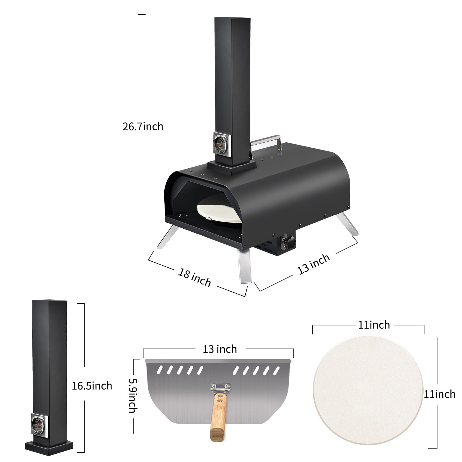 1112 Temp Pizza Oven Rotating Pizza Stone 360 ℃ Outdoor Pizza Oven Wood Pizza Oven Outdoor Ovens For The Backyard - CookCave