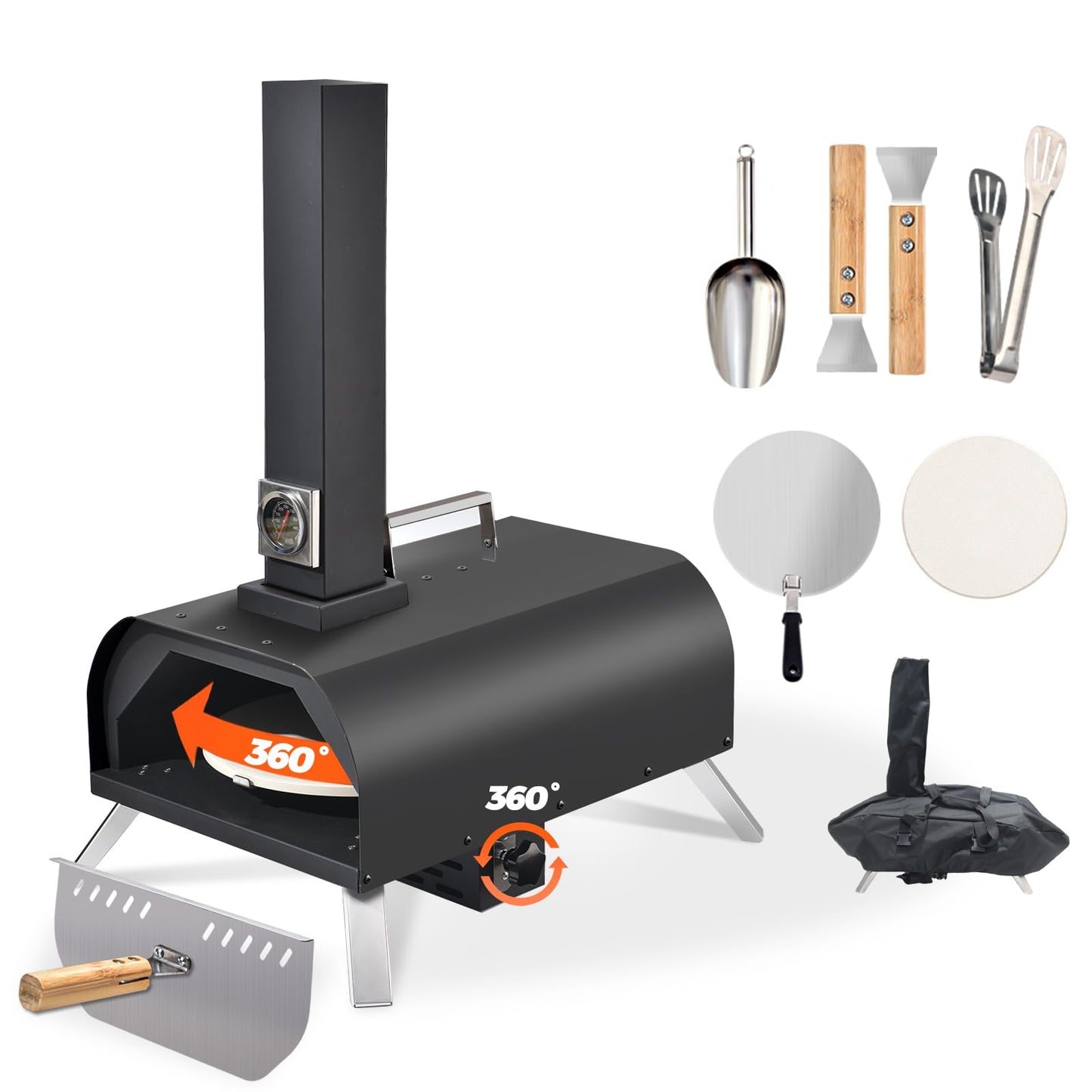 1112 Temp Pizza Oven Rotating Pizza Stone 360 ℃ Outdoor Pizza Oven Wood Pizza Oven Outdoor Ovens For The Backyard - CookCave