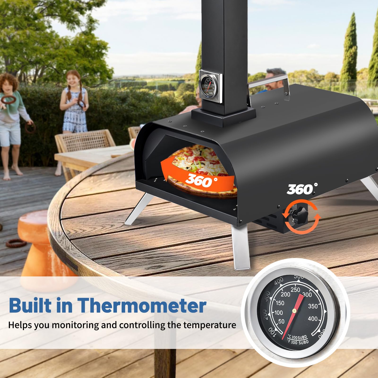 1112 Temp Pizza Oven Rotating Pizza Stone 360 ℃ Outdoor Pizza Oven Wood Pizza Oven Outdoor Ovens For The Backyard - CookCave