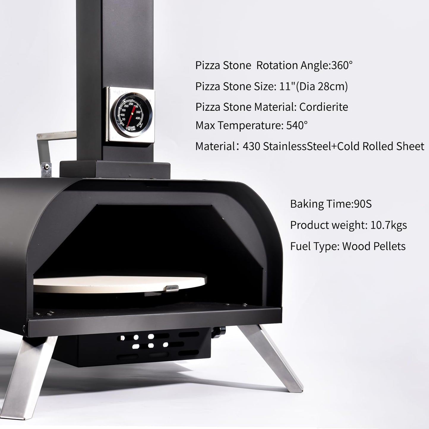 1112 Temp Pizza Oven Rotating Pizza Stone 360 ℃ Outdoor Pizza Oven Wood Pizza Oven Outdoor Ovens For The Backyard - CookCave