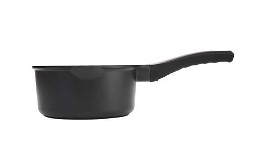 1.3 Quart Sauce Pan with Glass Lid - 6.2 Inch, Non-Stick Ceramic Coating, Induction Compatible, Even Heating - Easy Clean, Non-Toxic, Soft Cool Handle by Cainfy